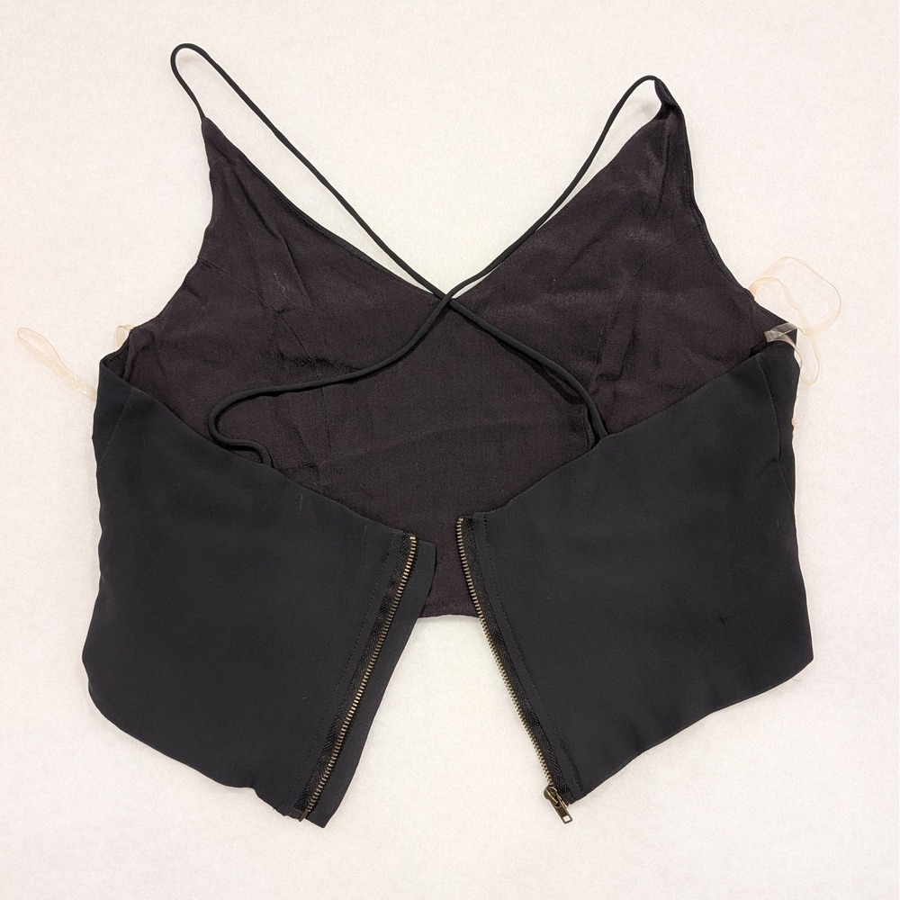 Skylar + Jade Embroidered Floral Crop Top Size M Brown Lined Womens Boho Strappy - Picture 8 of 9